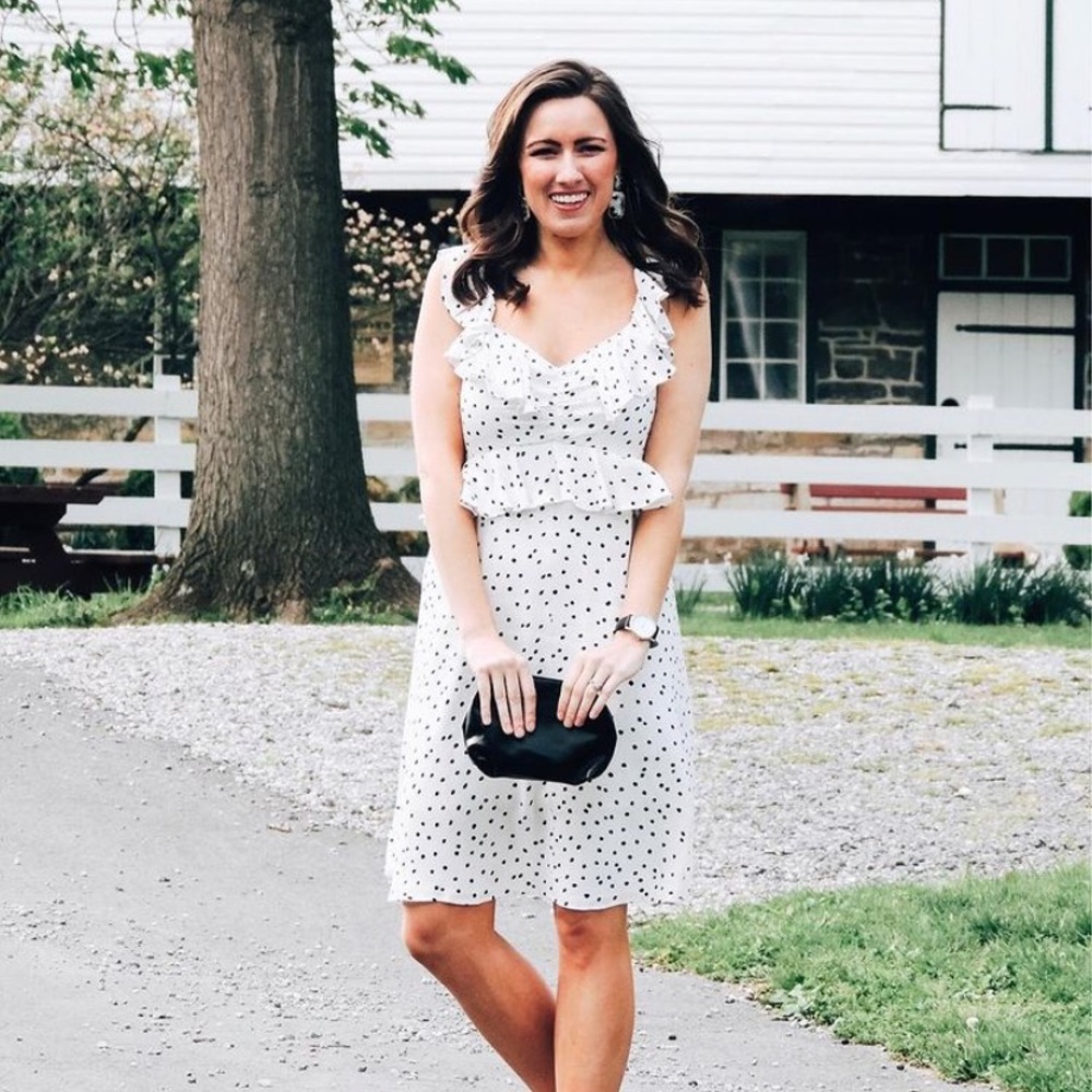White/Black Polka Dot Sun Dress